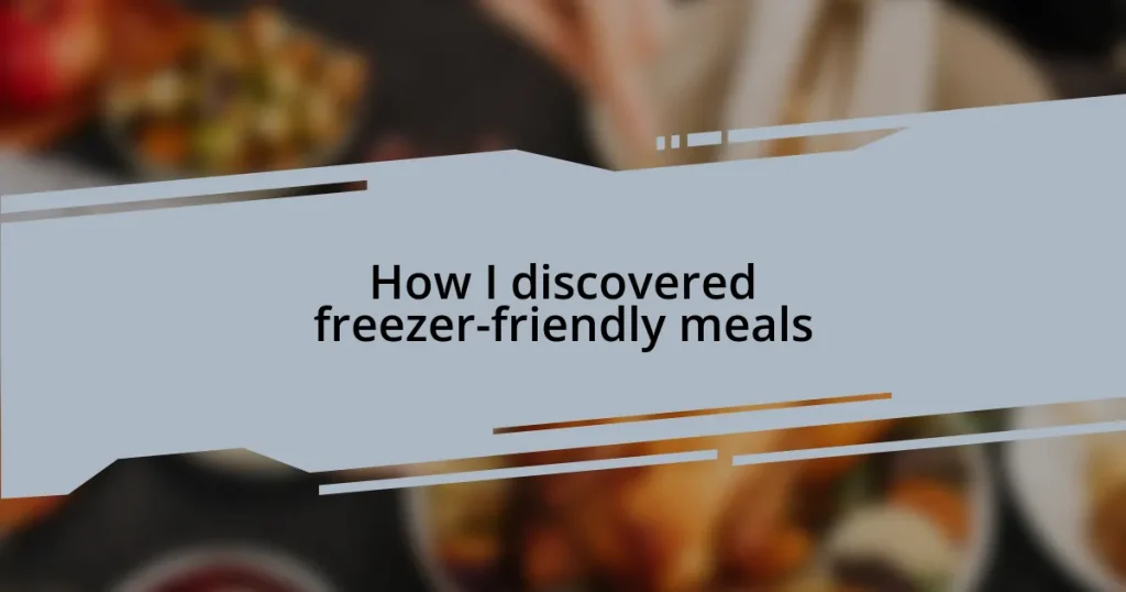 How I discovered freezer-friendly meals