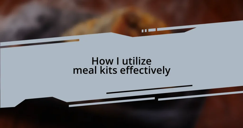 How I utilize meal kits effectively