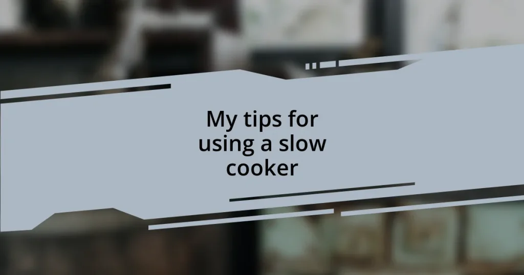 My tips for using a slow cooker