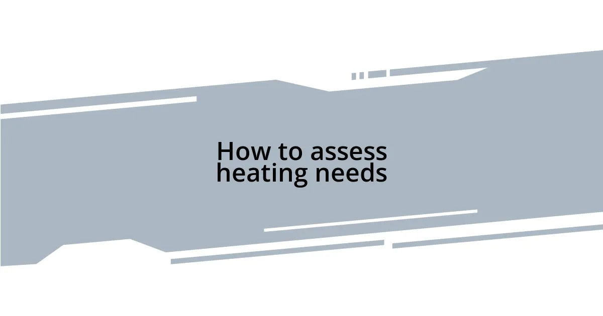How to assess heating needs